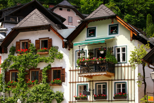 Traditional architecture of Hallstatt, Market, Salzkammergut - Austria