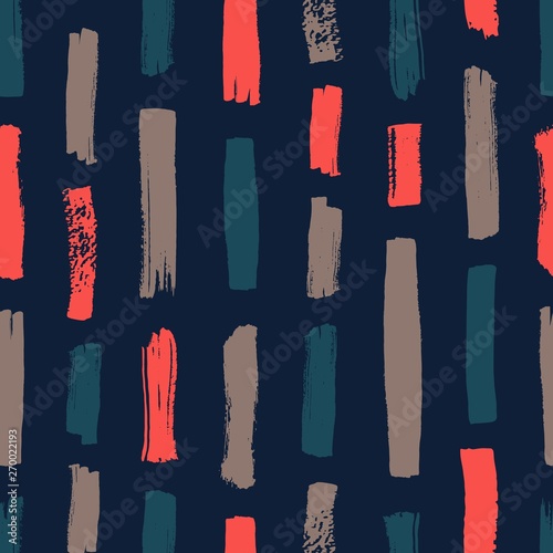 Hand painted seamless pattern with vibrant vertical paint traces on black bac...