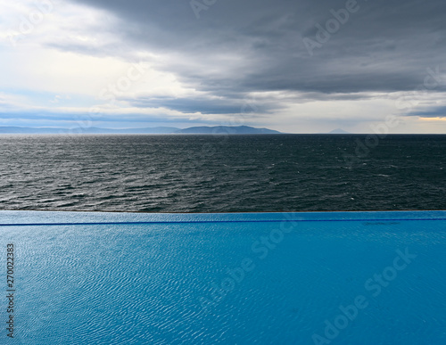 a pool and the adriatic sea in Rabac