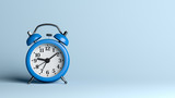 Blue Alarm Clock on Blue Background
