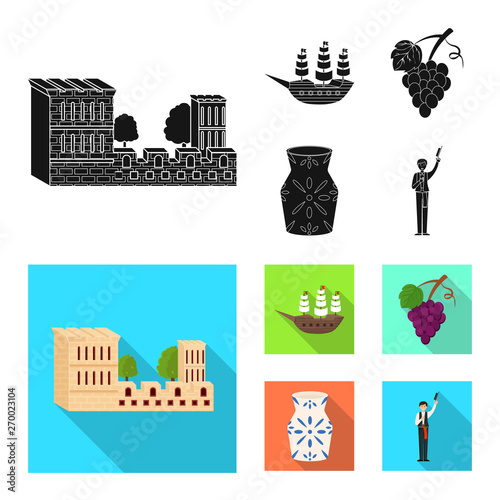 Vector design of  and historic symbol. Set of  and country vector icon for stock.