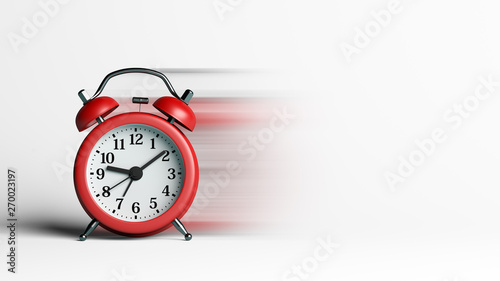 Red Alarm Clock with Blur Effect on White Background