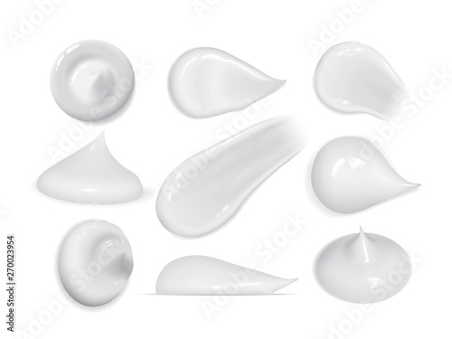 realistic cream smears isolated on white background