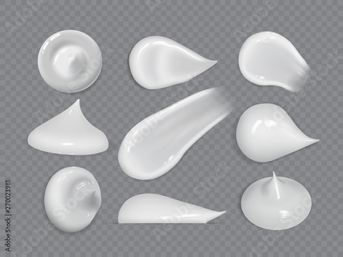 realistic cream smears isolated on dark background