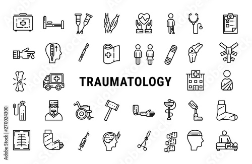 Traumatology outline web icon set