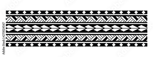 Polynesian tattoo simple bracelet. Tattoo tribal maori pattern bracelet, polynesian ornamental border design seamless vector