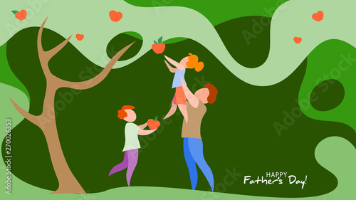Happy fathers day card. Paper cut style