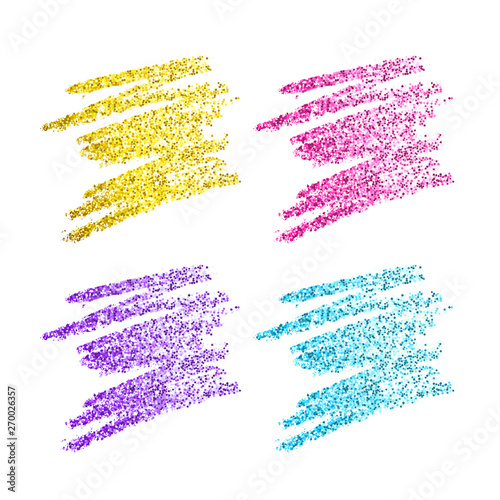 Multicolor glitter strokes on white