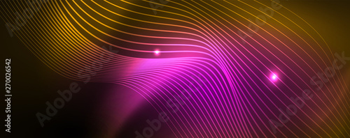 Shiny neon lines techno magic futuristic background, magic energy space light concept, abstract background wallpaper design