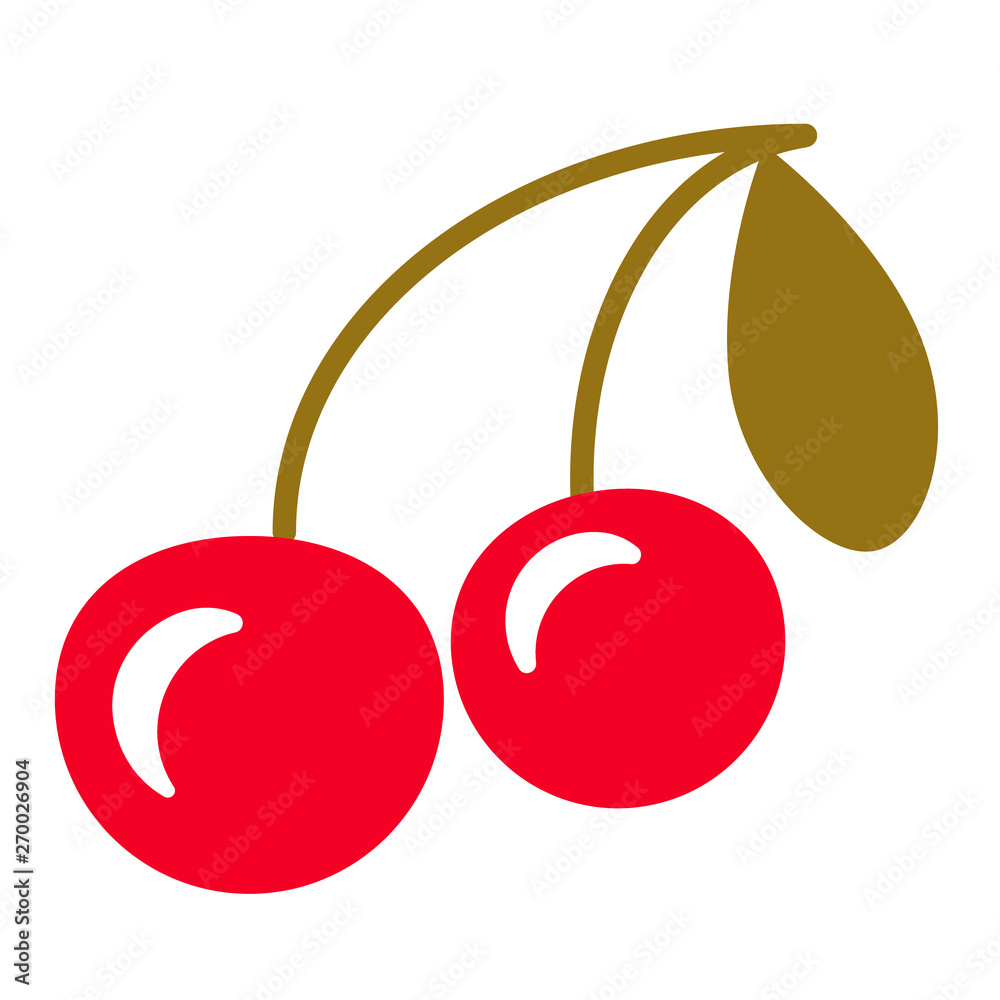 Fotografie Cherries flat illustration on white