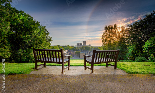 Fototapeta Naklejka Na Ścianę i Meble -  Durham Cathedral and Rainbow