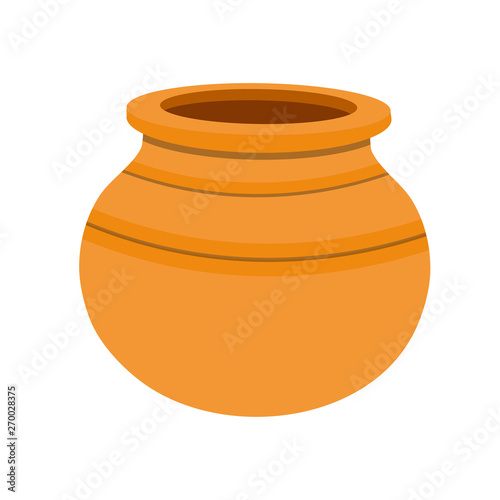 Clay pot isolated on white background. Clay pot. Icon. Vector illustration. EPS 10.