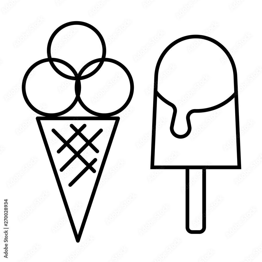 Fotografie Ice cream flat illustration on white