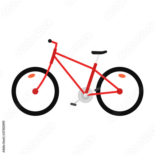 Bicycle. Mountain bike. City bike. Red. Icon. White background. Vector illustration. EPS 10.