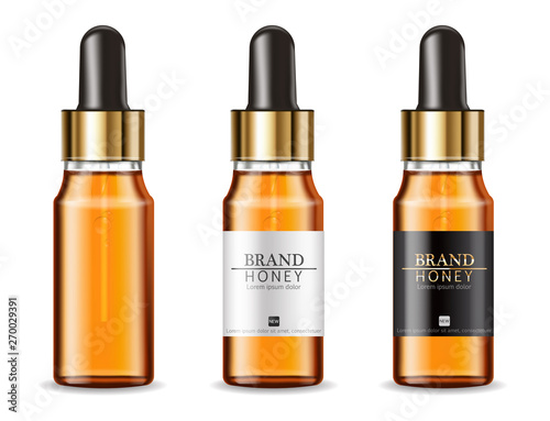Serum cosmetics bottles Vector realistic. Product placement mock up. Detailed bottles isolated. 3d illustrations