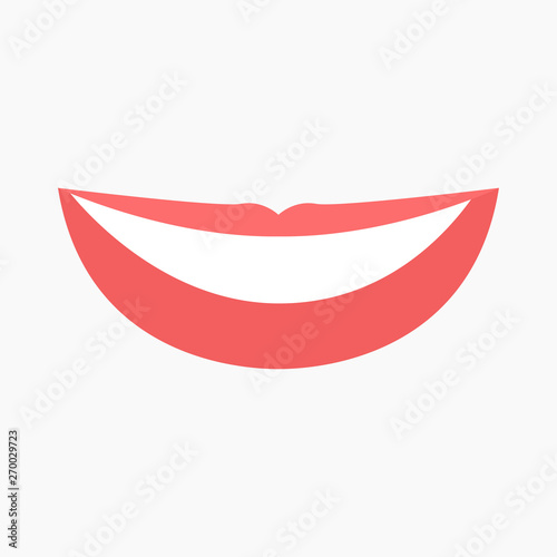 Smiling mouth with white teeth. Vector illustration. EPS 10.