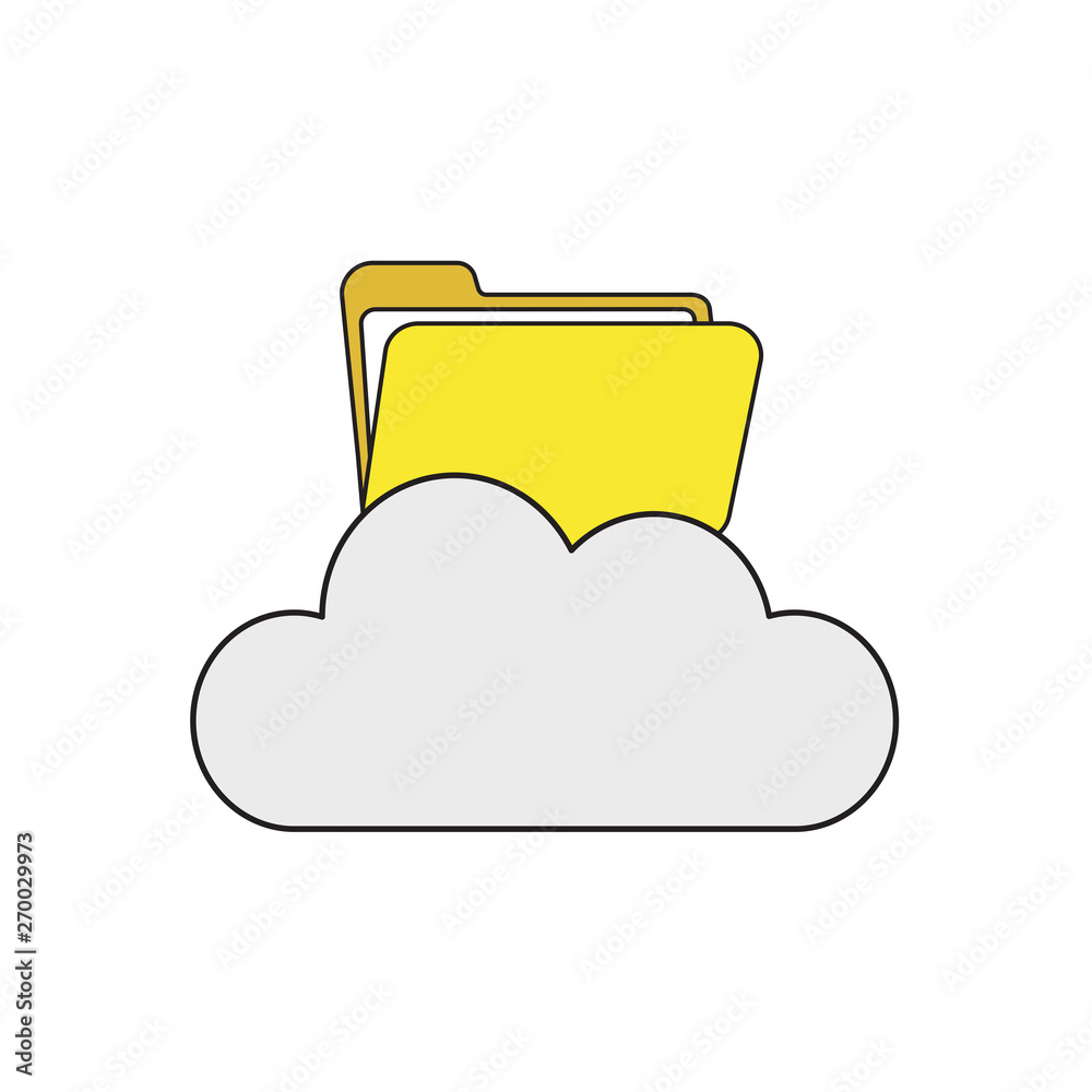 Vector icon concept of opened folder on cloud. Vector icon concept of opened folder on cloud.