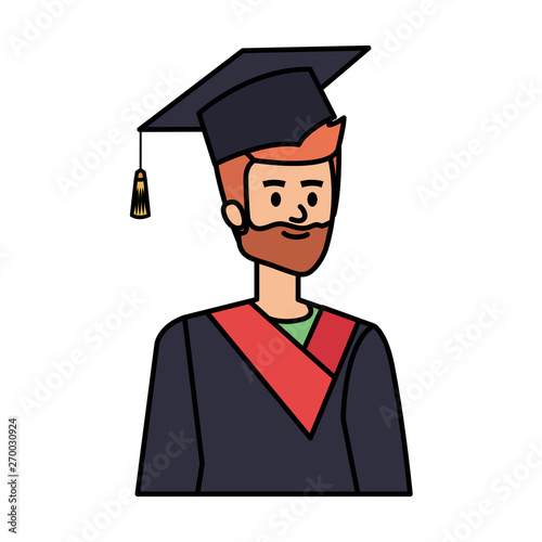 young man student graduated with beard