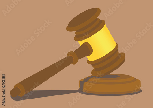 Gavel Strikes on Wooden Podium Vector Illustration