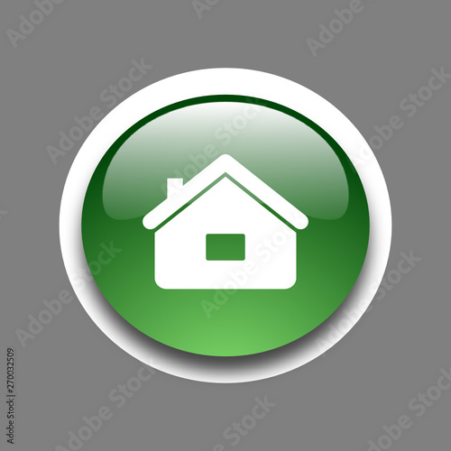 home glossy green icon on white background