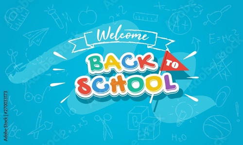 Welcome back to school colorful banner template for web