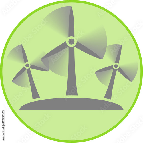 wind turbines on white background