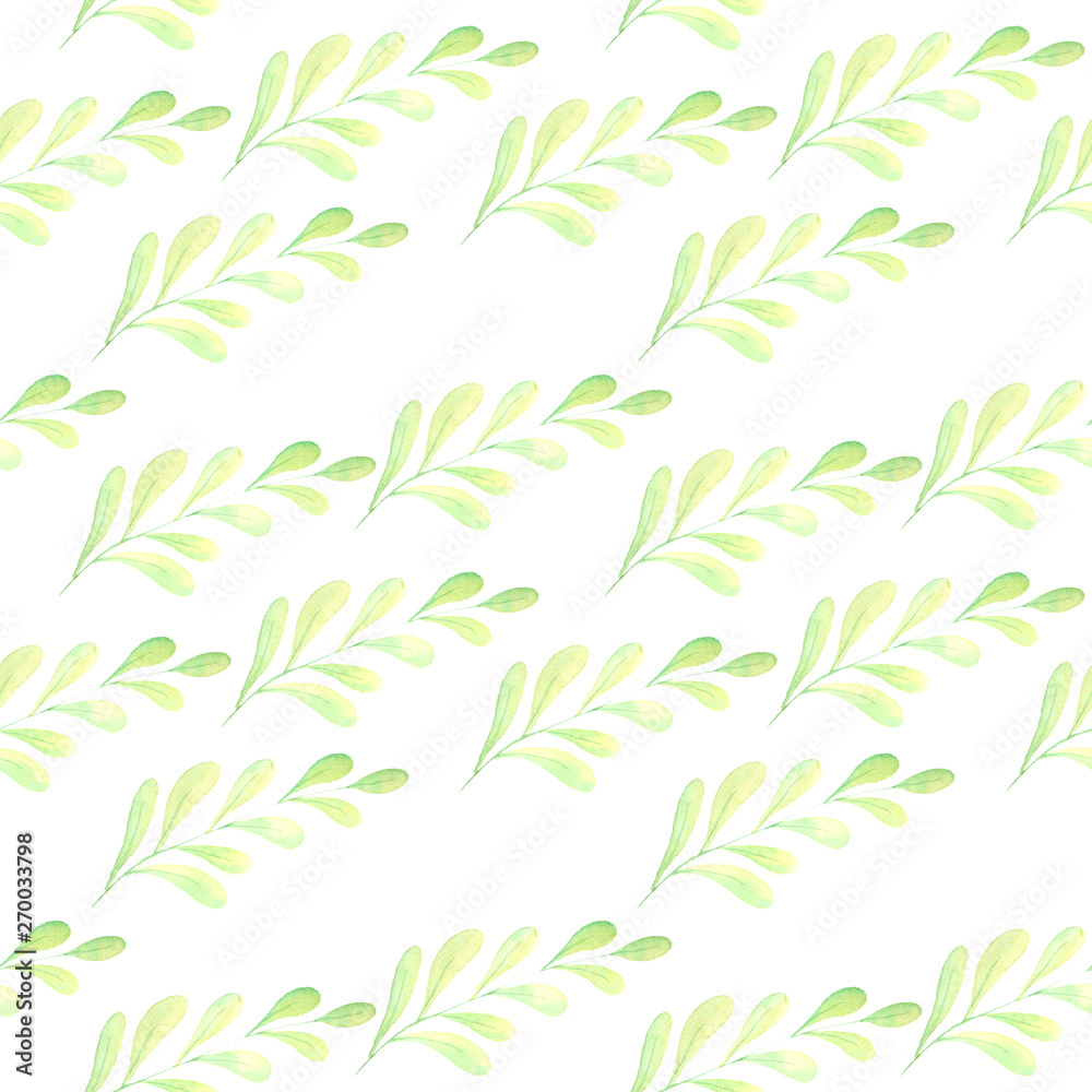 Fototapeta premium illustration of watercolor pattern green leaves