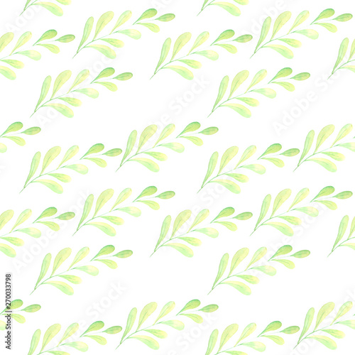 illustration of watercolor pattern green leaves