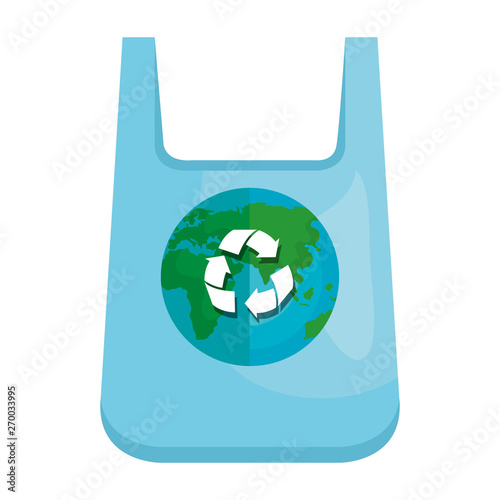 plastic bag with world planet and recycle arrows