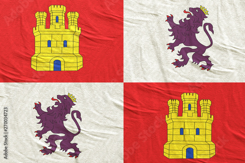3d rendering of Castilla Leon Community flag