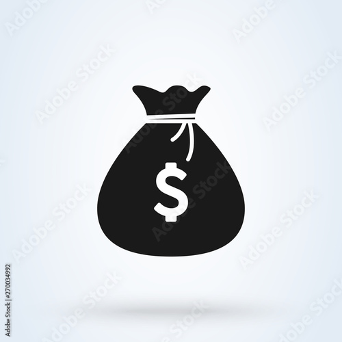Money bag icon Vector, moneybag flat simple cartoon illustration