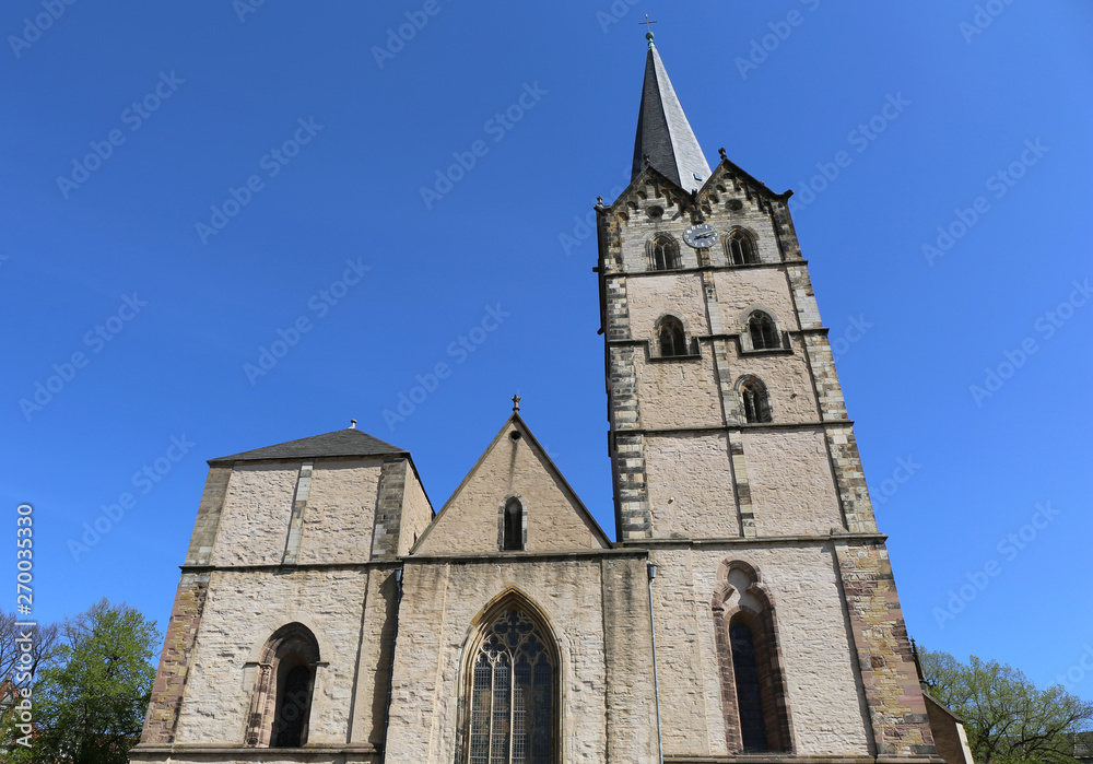 Old German Church with Blue Sky Background in Herford,Germany
