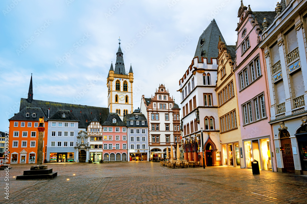 Historical Main Market square in the Old Town of Trier, Germany