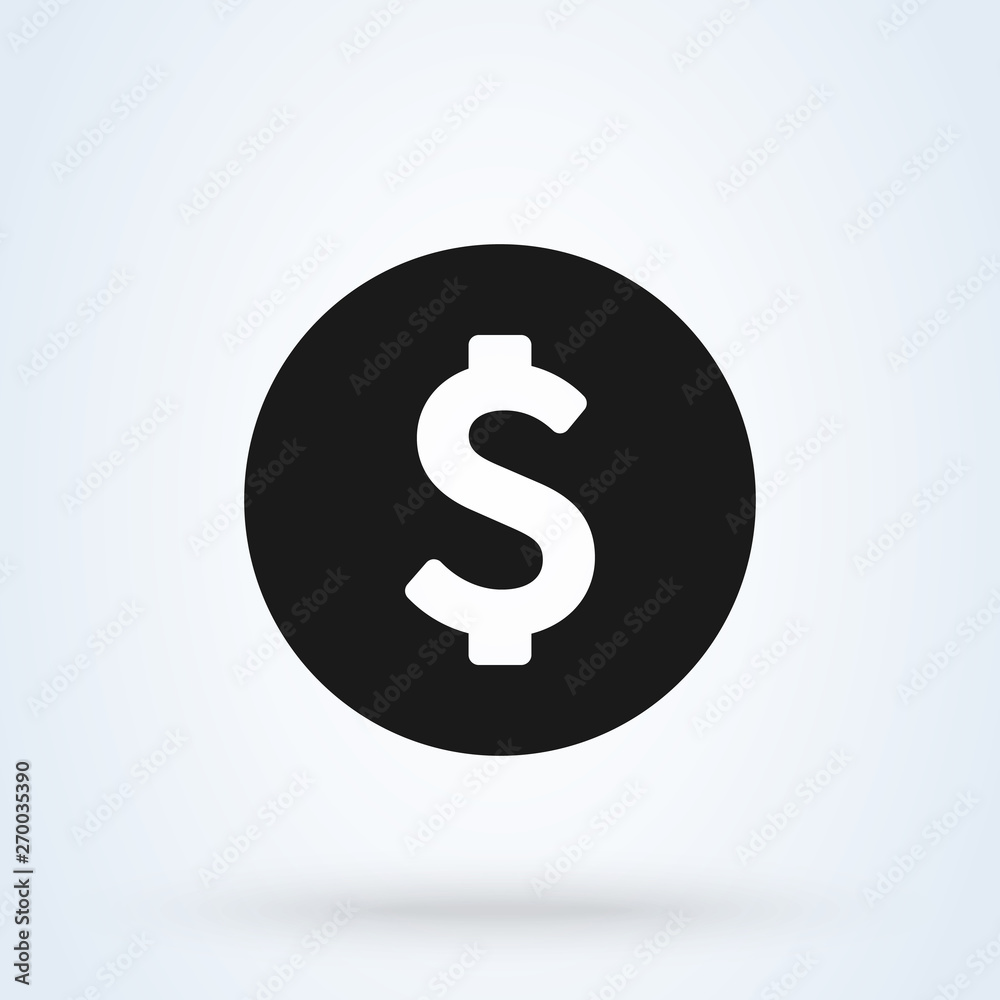 Coin dollar. Flat style. Vector illustration icon isolated on white background. Coin dollar. Flat style. Vector illustration icon isolated on white background.