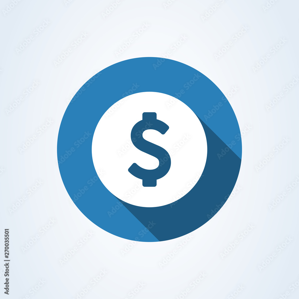 Coin dollar. Flat style. Vector illustration icon isolated on white background. Coin dollar. Flat style. Vector illustration icon isolated on white background.