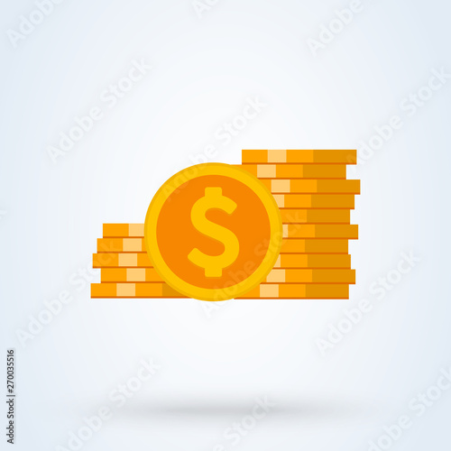 Vector money Icon. Payment system. Coins and Dollar cent Sign