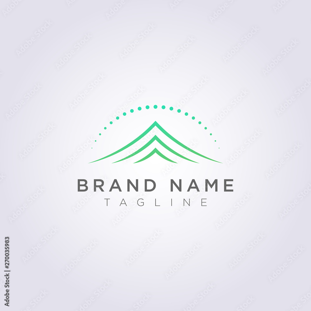 logo template three lines of representation of the mountain and the circles above for your business and brand