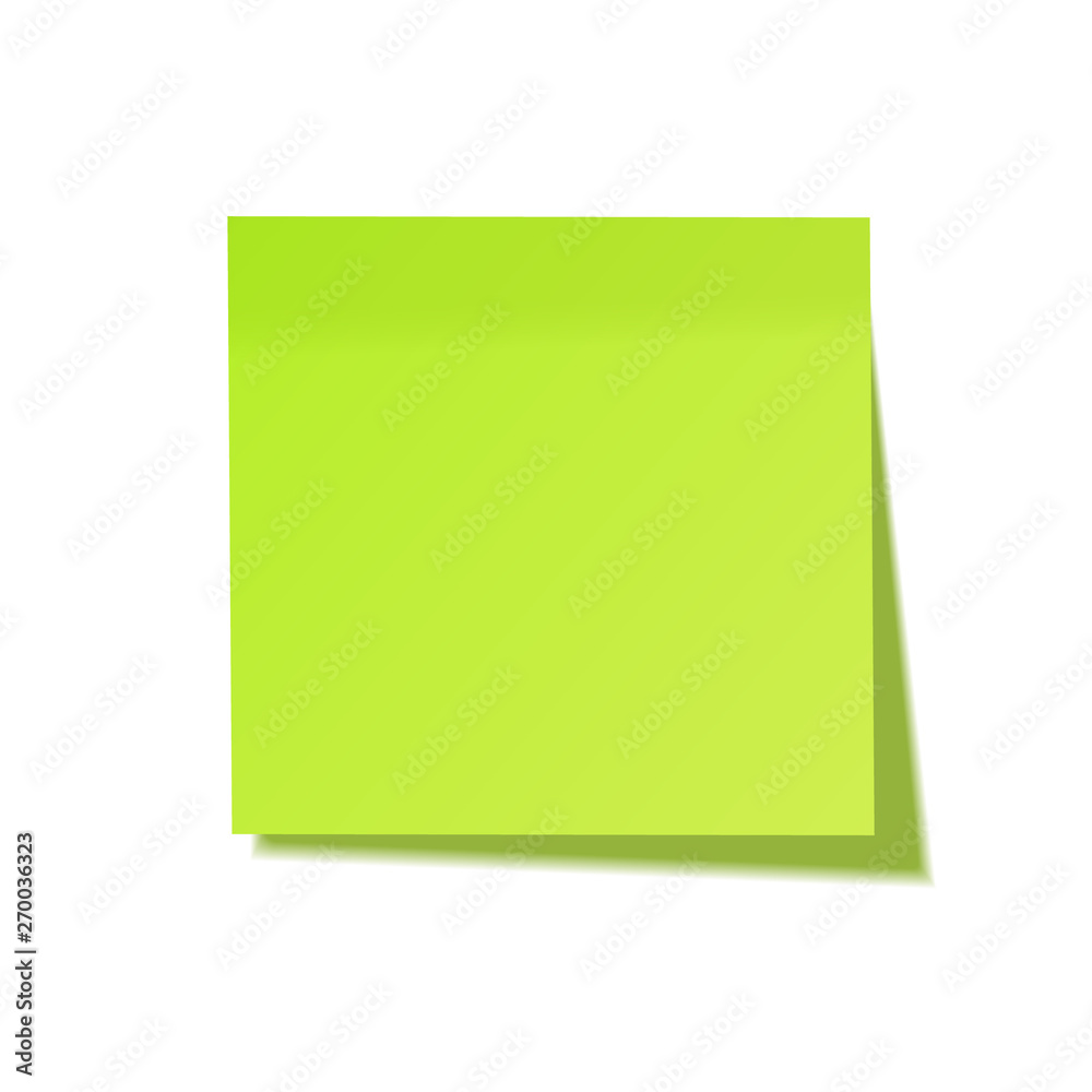 Realistic sticky note with shadow. Green paper. Message on notepaper. Reminder. Vector illustration. Realistic sticky note with shadow. Green paper. Message on notepaper. Reminder. Vector illustration.