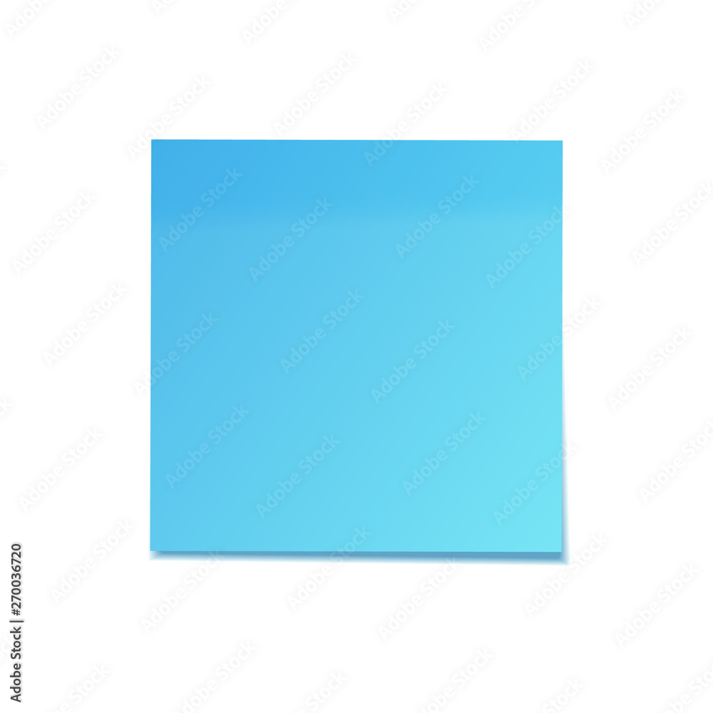 Realistic sticky note with shadow. Blue paper. Message on notepaper. Reminder. Vector illustration. Realistic sticky note with shadow. Blue paper. Message on notepaper. Reminder. Vector illustration.