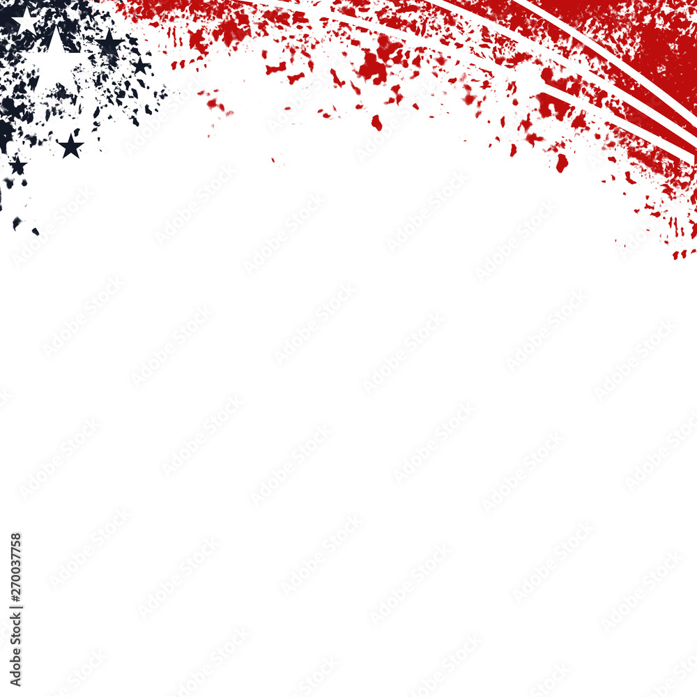 An abstract header illustration of United States flag colors with stars and stripes in grunge style for Memorial Day 