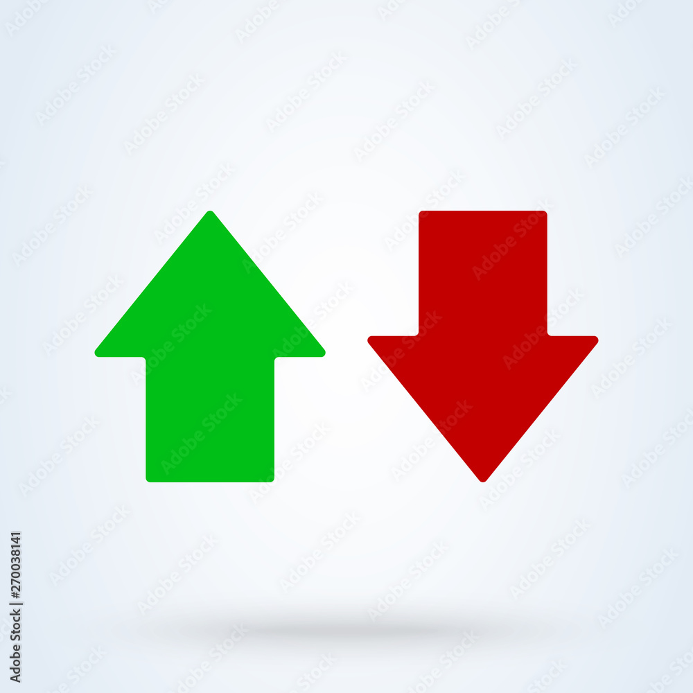 Up and down arrow flat style. Vector illustration icon isolated on white background. Up and down arrow flat style. Vector illustration icon isolated on white background.