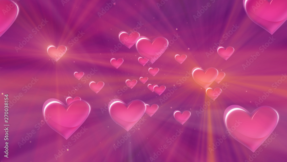 Bright red hearts abstract background