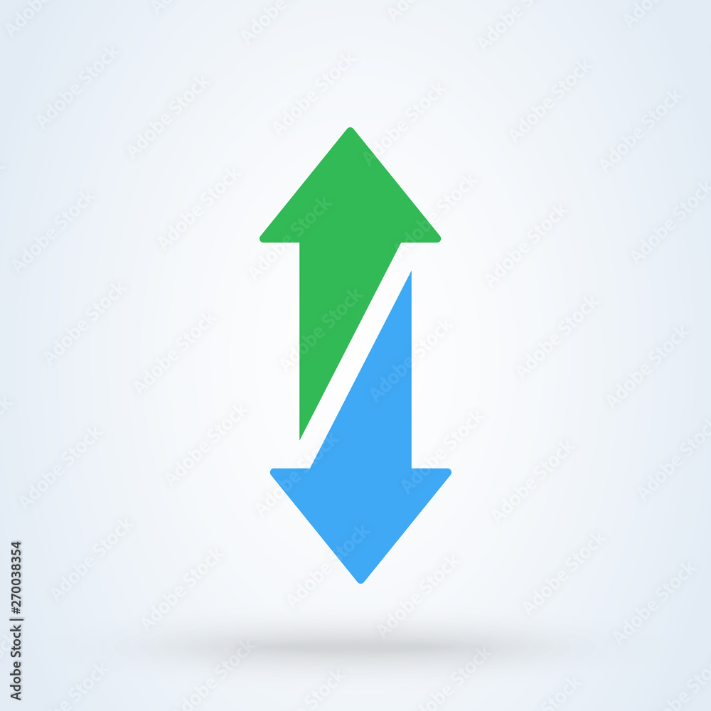 Up and down arrow flat style. Vector illustration icon isolated on white background. Up and down arrow flat style. Vector illustration icon isolated on white background.