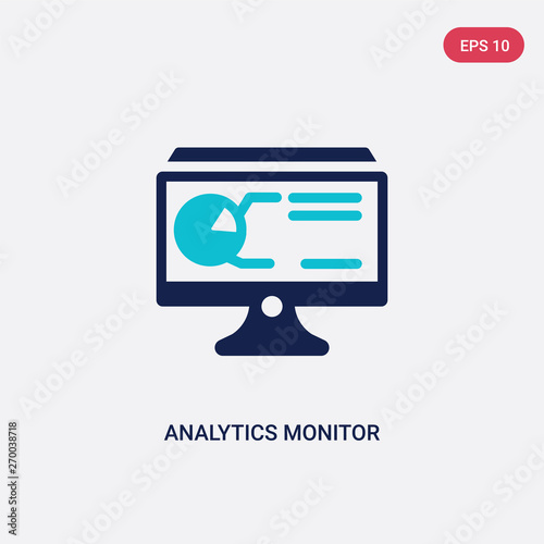 two color analytics monitor vector icon from business and analytics concept. isolated blue analytics monitor vector sign symbol can be use for web, mobile and logo. eps 10