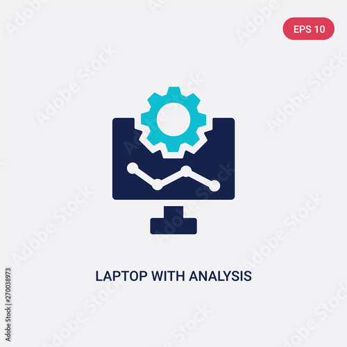 two color laptop with analysis vector icon from business and analytics concept. isolated blue laptop with analysis vector sign symbol can be use for web, mobile and logo. eps 10