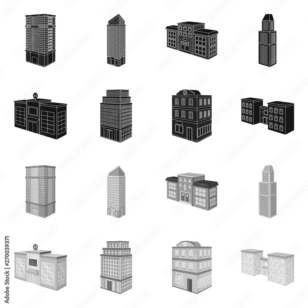Vector illustration of construction and building icon. Set of construction and estate vector icon for stock.