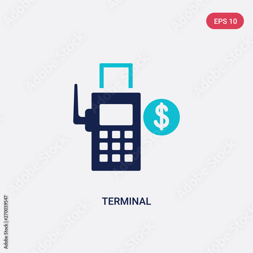 two color terminal vector icon from business concept. isolated blue terminal vector sign symbol can be use for web, mobile and logo. eps 10