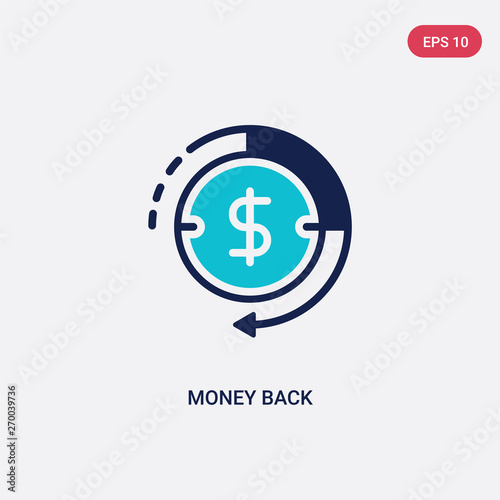 two color money back vector icon from business and finance concept. isolated blue money back vector sign symbol can be use for web, mobile and logo. eps 10