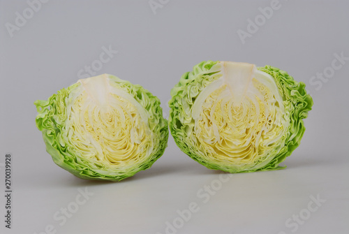 Chopped white cabbage isolated on gray background