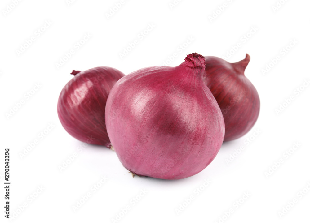 Fresh whole red onions on white background Fresh whole red onions on white background